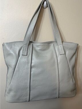 Classic Pebbled Leather Tote in Light Gray